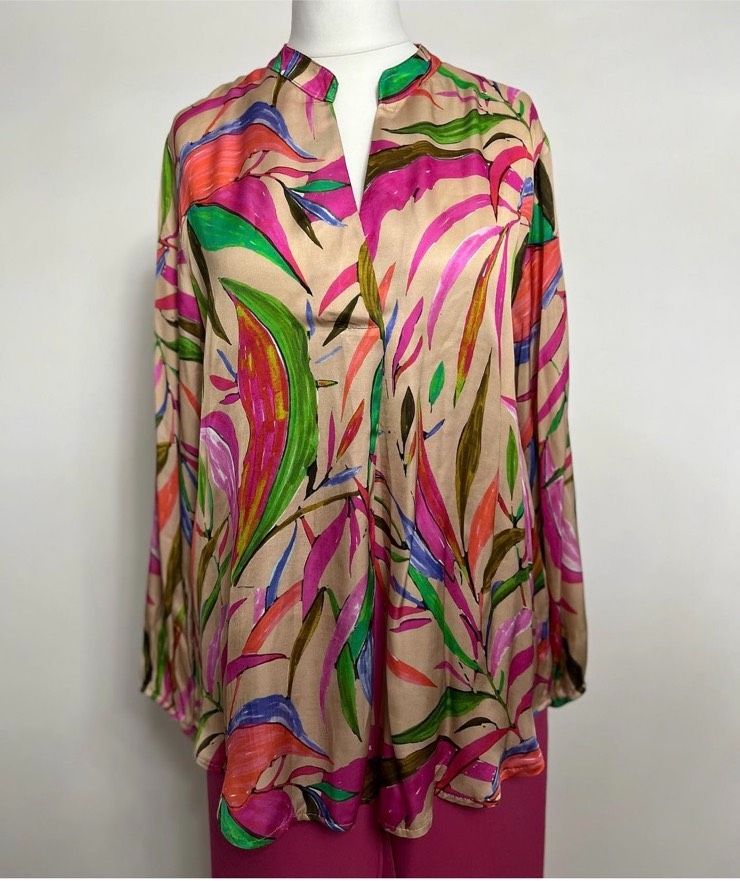 Bluse Satin glänzend mit Muster